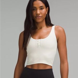 Lululemon White Ribbed Henley Crop Top 8